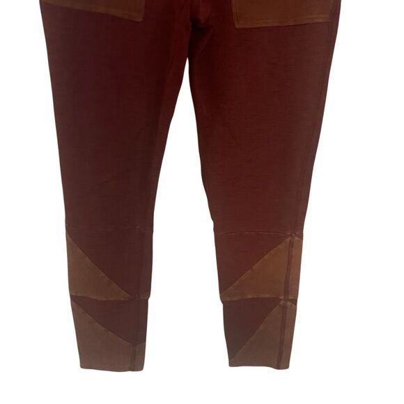 Free People Movement size Large raw hem brown red pants drawstring patch work - Picture 2 of 5